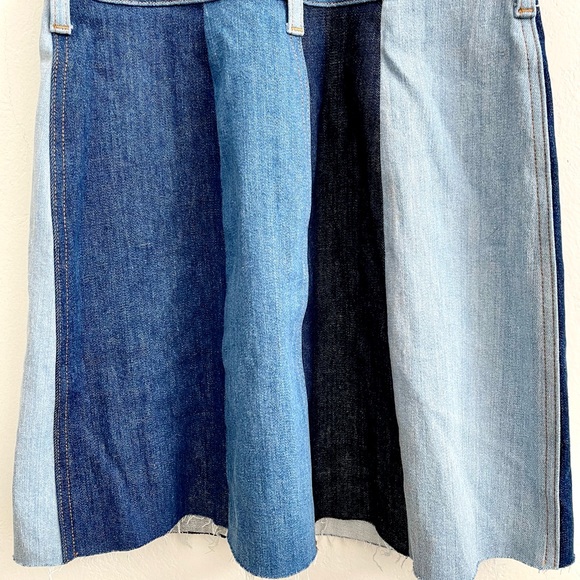 NWT 7 Seven Patchwork Blue Denim Jean Dress Button Jumper Festival Summer Boho - Picture 7 of 8